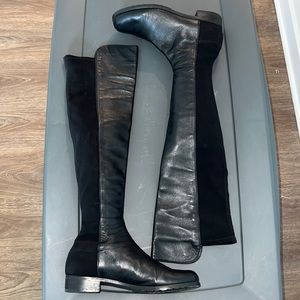 Stuart Weitzman 5050 Black Nappa Leather Over The Knee Tall Boots
